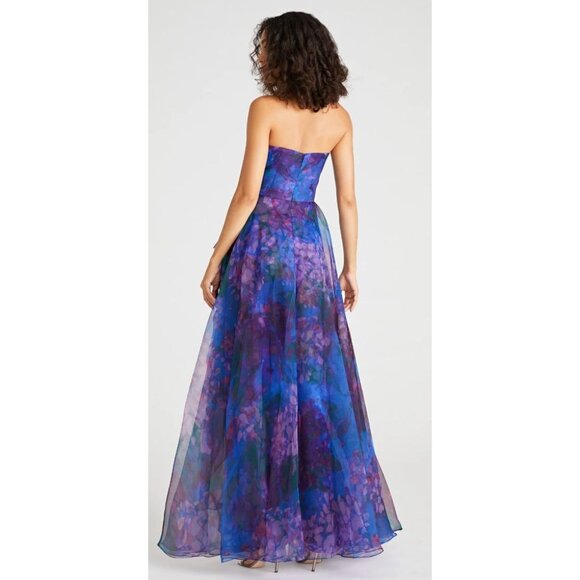 NWT Theia Dorian Strapless Floral Print Organza Gown Size 10 $945 [jb] - Picture 4 of 15